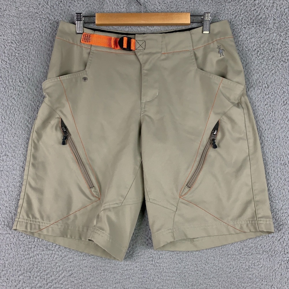 Smartwool Olive Hybrid Shorts with Orange Web Belt
